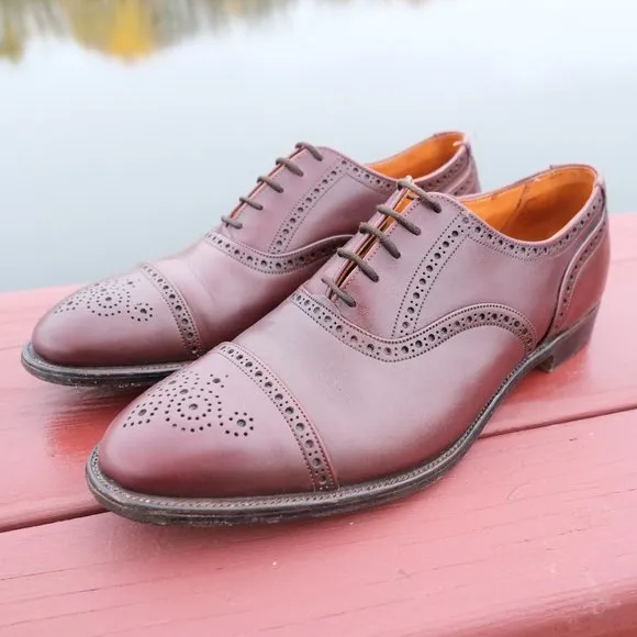 Tricker's Men's Wing Tip Oxford Brogue Dress Shoes 9.5 D Wise Bros Burgundy
