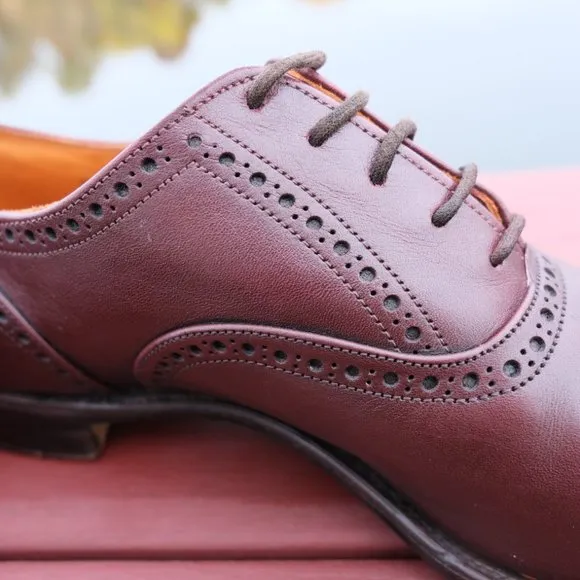 Tricker's Men's Wing Tip Oxford Brogue Dress Shoes 9.5 D Wise Bros Burgundy