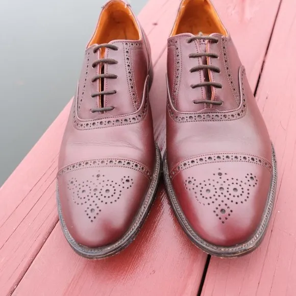 Tricker's Men's Wing Tip Oxford Brogue Dress Shoes 9.5 D Wise Bros Burgundy