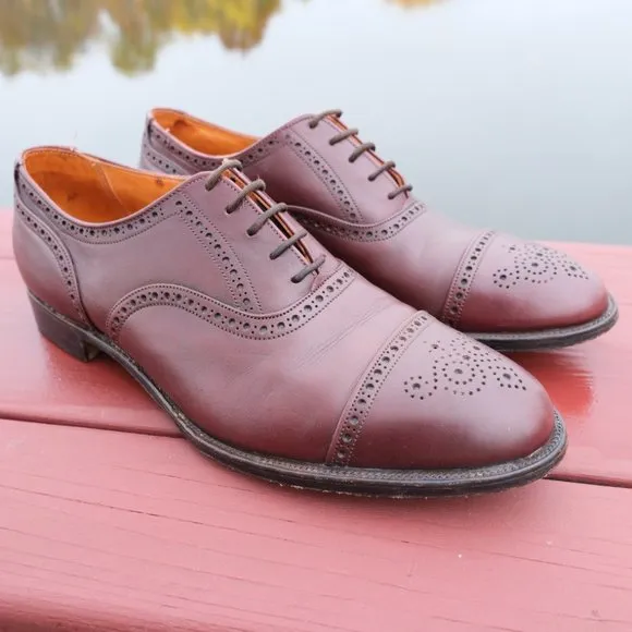 Tricker's Men's Wing Tip Oxford Brogue Dress Shoes 9.5 D Wise Bros Burgundy