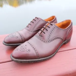 Tricker's Men's Wing Tip Oxford Brogue Dress Shoes 9.5 D Wise Bros Burgundy
