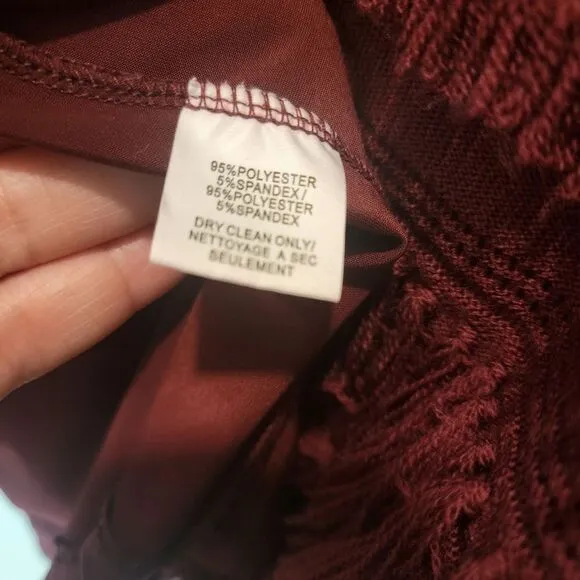Trina Turk Sass 2 Fringe Sweater Dress Maroon Size Large