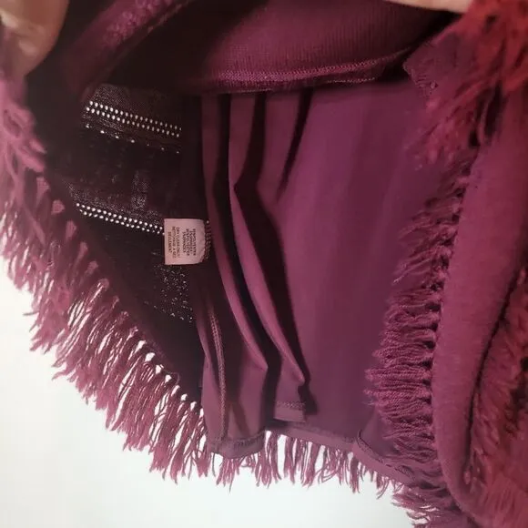 Trina Turk Sass 2 Fringe Sweater Dress Maroon Size Large