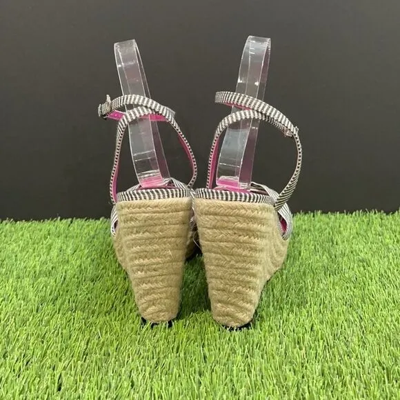 Trina Turk Striped Wedge Espadrille Sandals