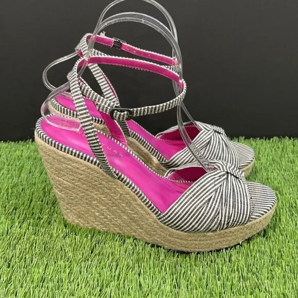 Trina Turk Striped Wedge Espadrille Sandals