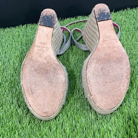Trina Turk Striped Wedge Espadrille Sandals