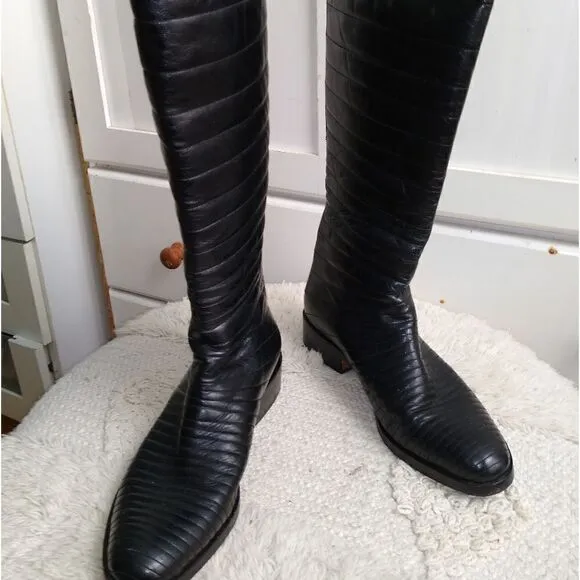 Turpin  7.5 leather boots black, vintage, steam punk, vampire, Goth