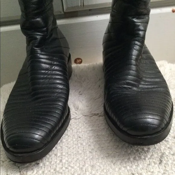 Turpin  7.5 leather boots black, vintage, steam punk, vampire, Goth