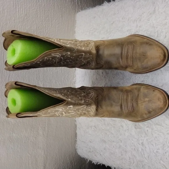 TWISTED X  Brown Leather Fancy Stitched Almond Toe Western Performance Boot