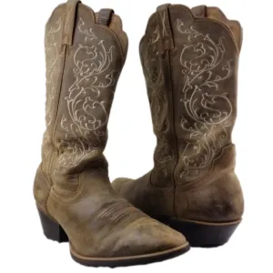 TWISTED X  Brown Leather Fancy Stitched Almond Toe Western Performance Boot