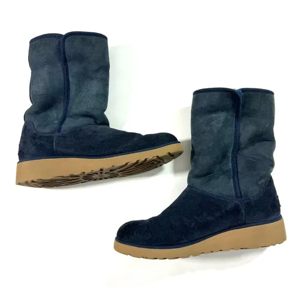 Ugg Amie Wedge Boots Suede Blue