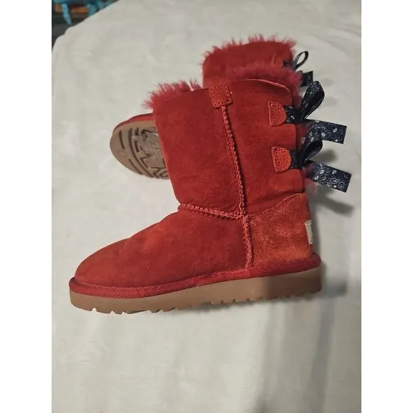 Ugg Australia Toddler Girl's Bailey Bow Bandana Boots Size 11 Matador RED