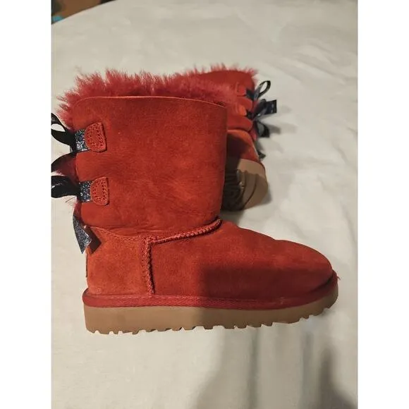 Ugg Australia Toddler Girl's Bailey Bow Bandana Boots Size 11 Matador RED