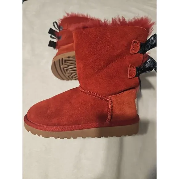 Ugg Australia Toddler Girl's Bailey Bow Bandana Boots Size 11 Matador RED