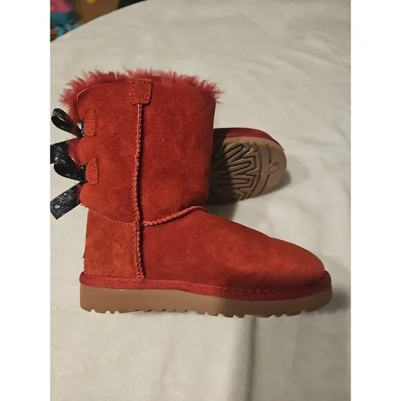 Ugg Australia Toddler Girl's Bailey Bow Bandana Boots Size 11 Matador RED