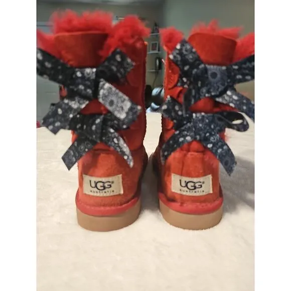 Ugg Australia Toddler Girl's Bailey Bow Bandana Boots Size 11 Matador RED