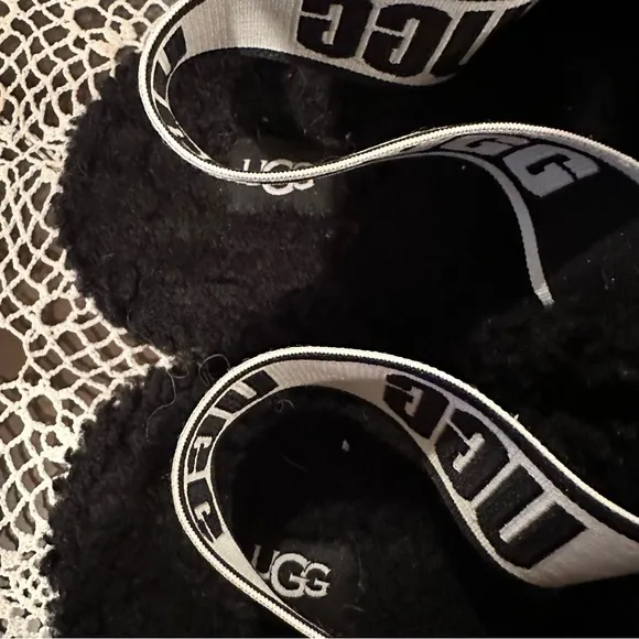 UGG Black ‘Oh Fluffita’ Platform Slide Sandals