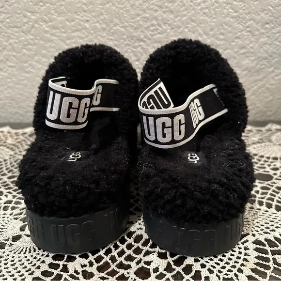 UGG Black ‘Oh Fluffita’ Platform Slide Sandals