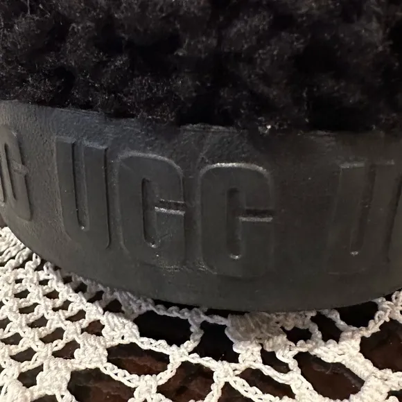 UGG Black ‘Oh Fluffita’ Platform Slide Sandals