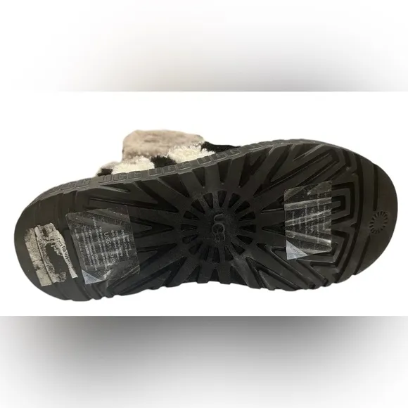 UGG CALI COLLAGE FLUFFITA SHEEPSKIN FLUFF PLATFORM SANDALS, US 10 B10