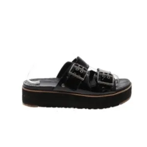 UGG Cammie Black Patent Leather Platform Sandals Buckle Slide wedge summer 7