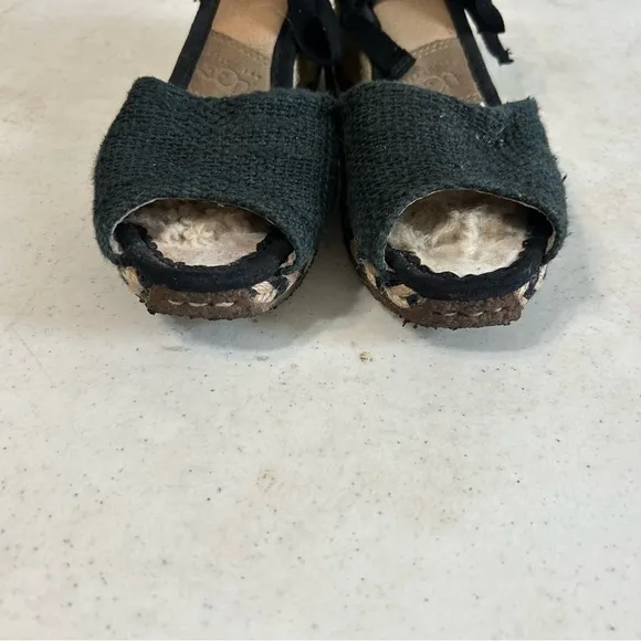 Ugg Delmar Jute Black Espadrille Sandals Size 7