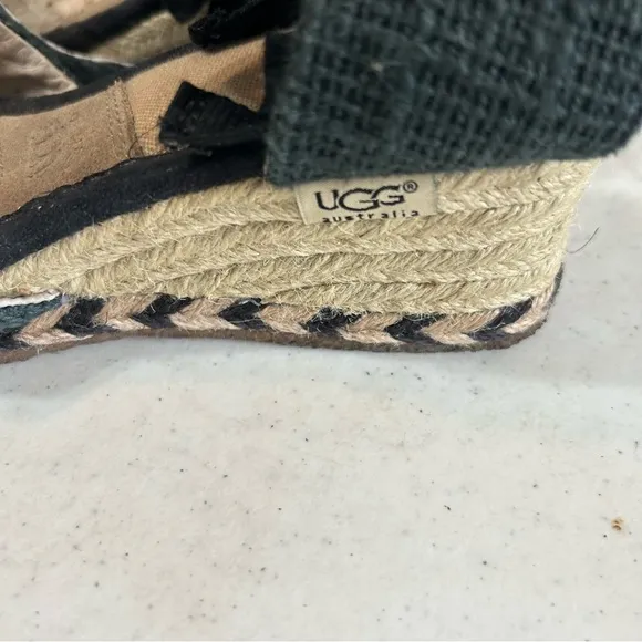 Ugg Delmar Jute Black Espadrille Sandals Size 7