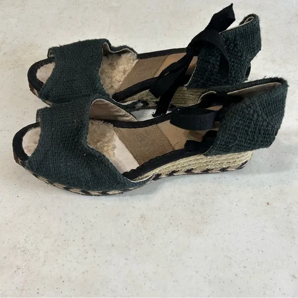Ugg Delmar Jute Black Espadrille Sandals Size 7