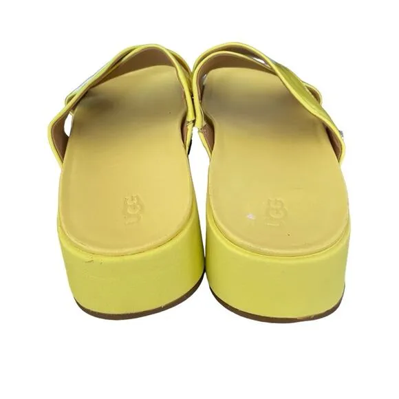 Ugg Emily Margarita Platform Patent Leather Yellow Slide Sandals size 9