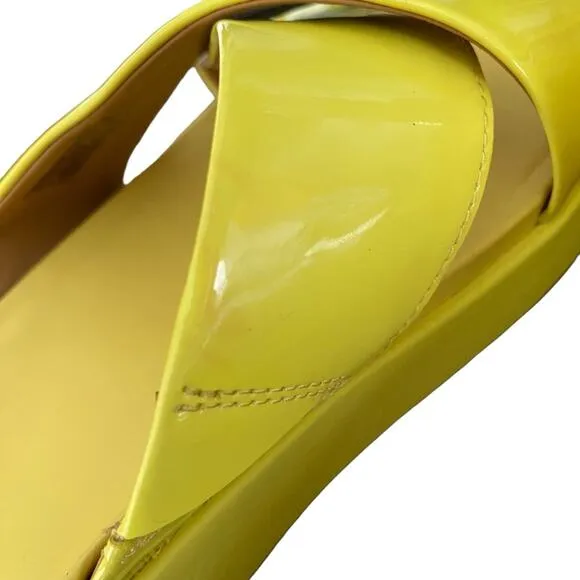 Ugg Emily Margarita Platform Patent Leather Yellow Slide Sandals size 9