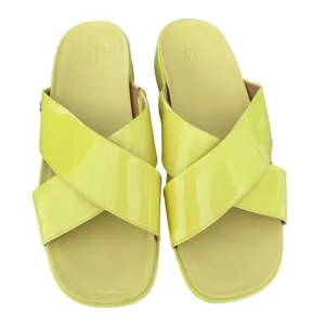 Ugg Emily Margarita Platform Patent Leather Yellow Slide Sandals size 9