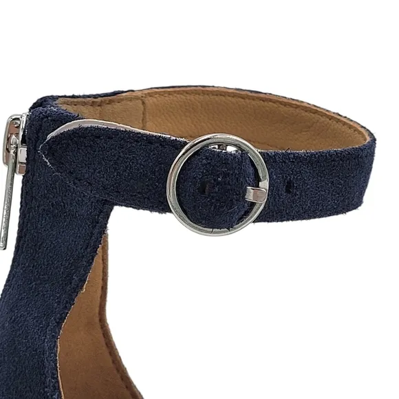 UGG Eugenia Espadrille Wedge Sandals Size 9 Suede Upper Ankle Strap Back Zipper