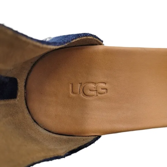 UGG Eugenia Espadrille Wedge Sandals Size 9 Suede Upper Ankle Strap Back Zipper