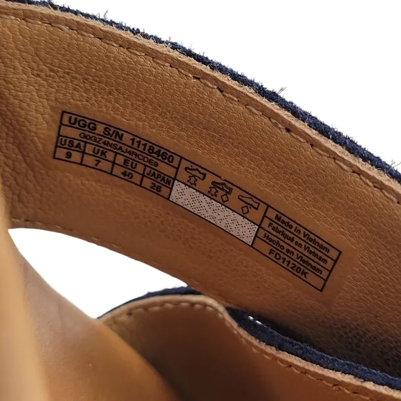 UGG Eugenia Espadrille Wedge Sandals Size 9 Suede Upper Ankle Strap Back Zipper