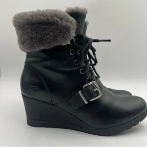 UGG Janney Women's Wedge Heel Boots Size 6.5 Sheepskin Lined 1012527 Waterproof