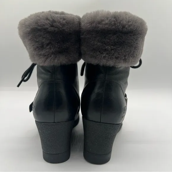 UGG Janney Women's Wedge Heel Boots Size 6.5 Sheepskin Lined 1012527 Waterproof