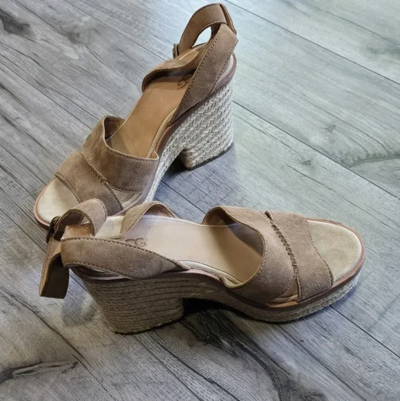 Ugg Leather Carine Espadrille Platform Sandal