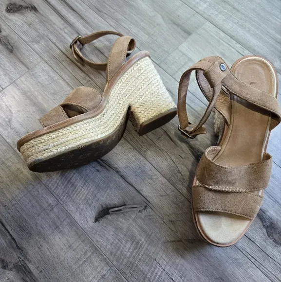 Ugg Leather Carine Espadrille Platform Sandal