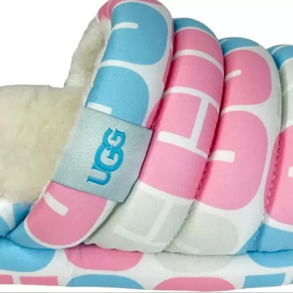 UGG Pride Puffer NEW Platform Pink 1127076 Platform Sheepskin Slide Sandal