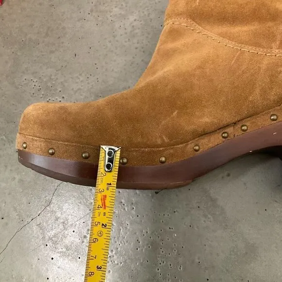 UGG Suede Amoret Clog Heel Boots