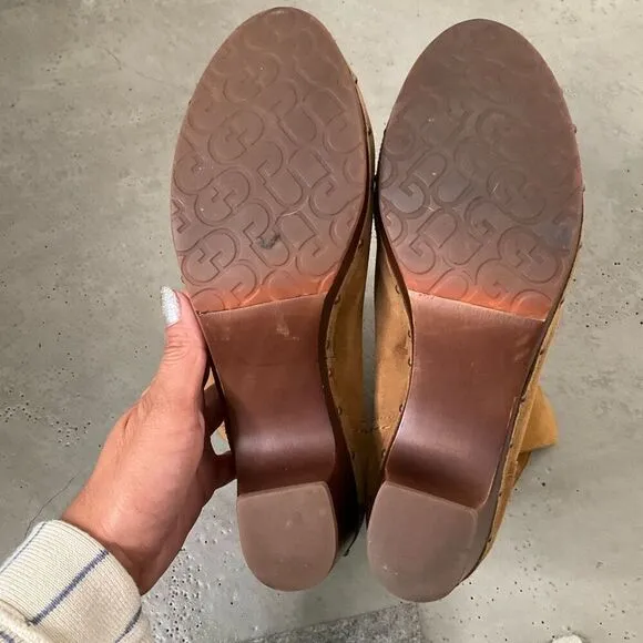 UGG Suede Amoret Clog Heel Boots