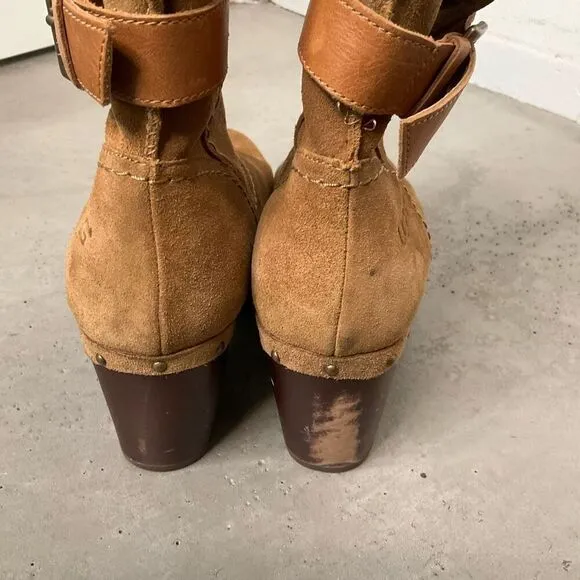UGG Suede Amoret Clog Heel Boots