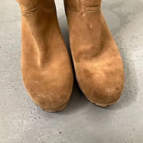 UGG Suede Amoret Clog Heel Boots