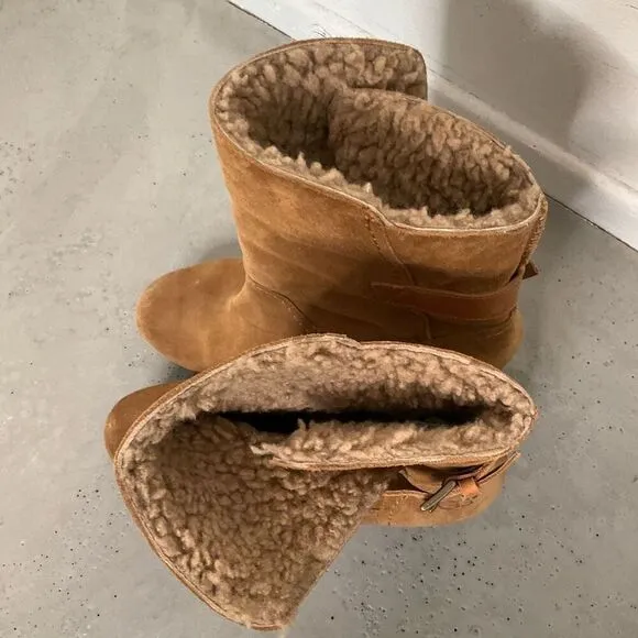 UGG Suede Amoret Clog Heel Boots