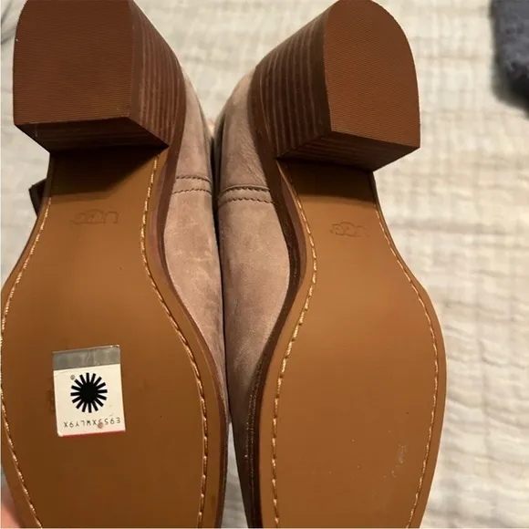 UGG Tan Ankle Boots with Suede Strap and Low Heel