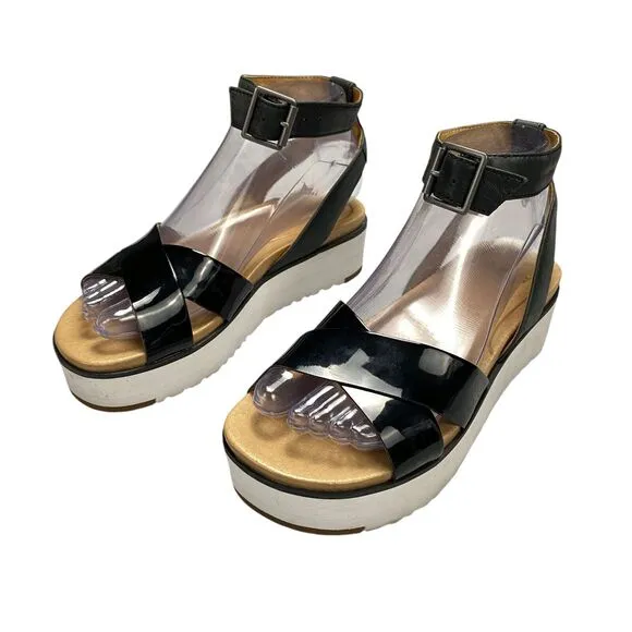 Ugg Tipton Patent Leather Platform Sandals Womens Size 6 Us Black