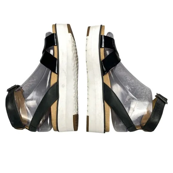Ugg Tipton Patent Leather Platform Sandals Womens Size 6 Us Black