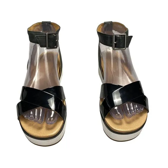 Ugg Tipton Patent Leather Platform Sandals Womens Size 6 Us Black