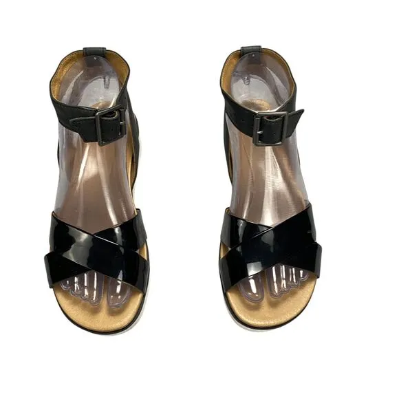 Ugg Tipton Patent Leather Platform Sandals Womens Size 6 Us Black