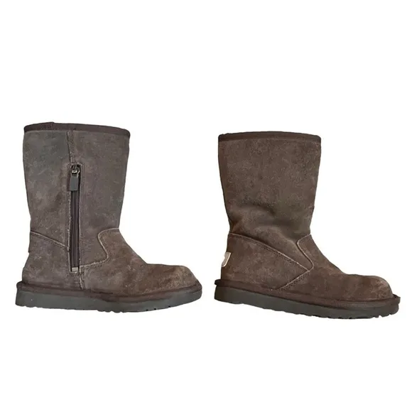 Ugg Youth size 12 Sunset boots with Zipper Brown Burnt Cedar